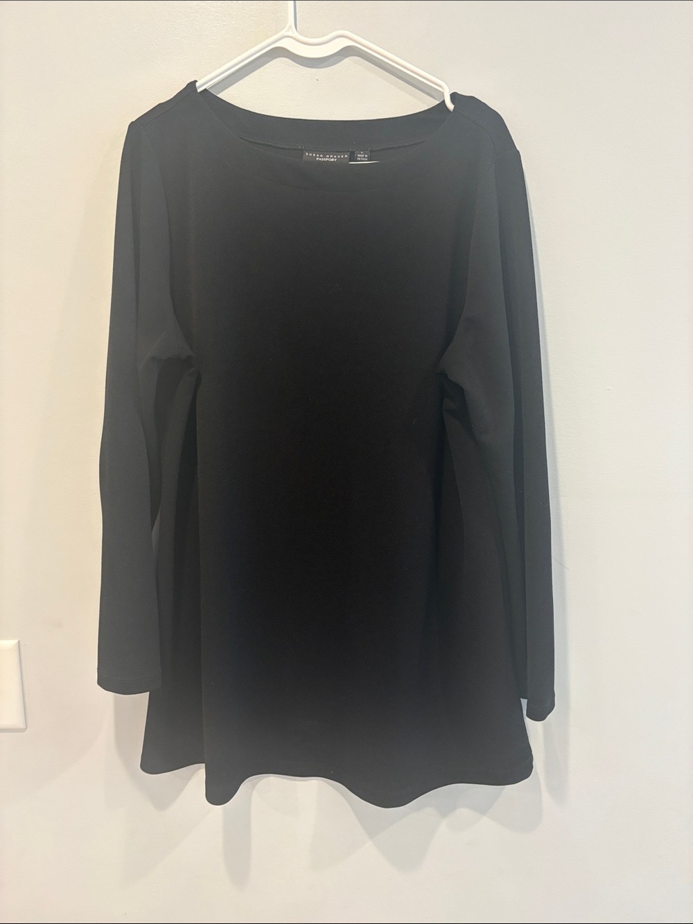 Susan Graver Black Long-Sleeve A-Line Top ptp 21